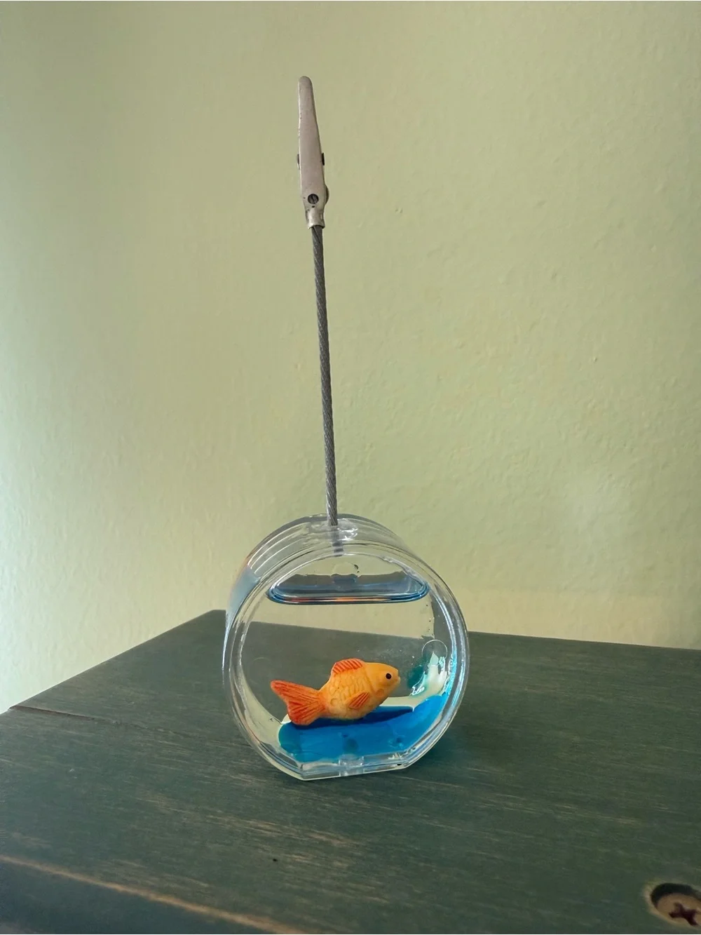 Clear Decorative Mini Fish Tank Card Holder with Orange Fish